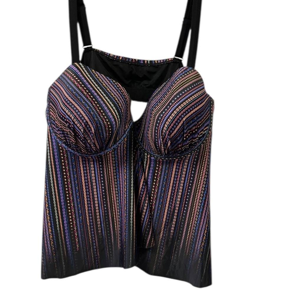 Swimsuits for All Flyaway Underwire Tankini Top Plus Size 24 Friendship Print